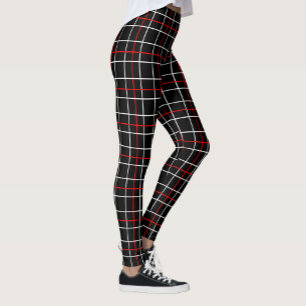 Röd vit grafisk design med svart rutigt mönster leggings
