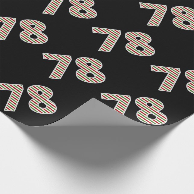Röd, vit, grön "78" 78:e händelsen på juldagen presentpapper (Hörn)
