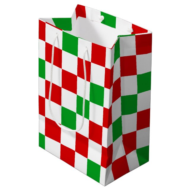 Röd Vit Grön Rutig Mönsterdesign  (Framsidan Vinklad)
