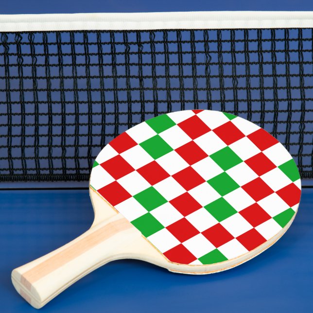 Röd Vit Grön Rutig Mönsterdesign  Pingisracket (Insitu)