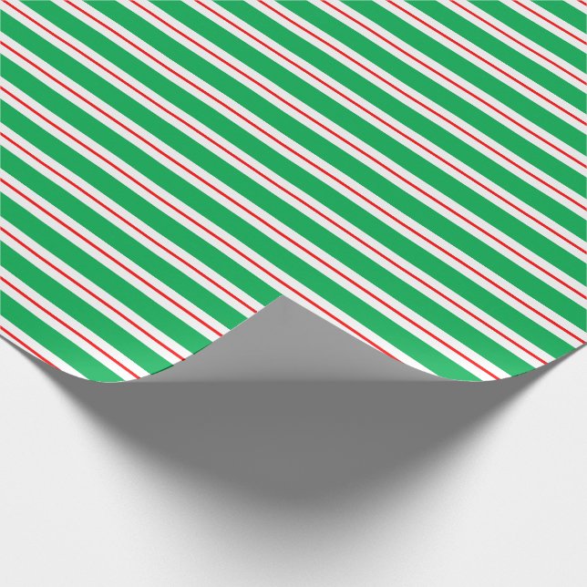 Röd vit Grönt Candy cane Rand Presentpapper (Hörn)