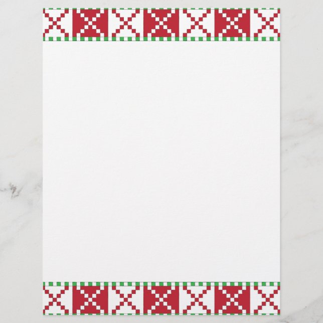 Röd, vit, grönt Latvian Latgale Ethnic Folart (Framsida)
