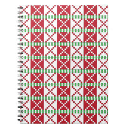 Röd, vit, grönt Latvian Latgale Ethnic Folart Anteckningsbok