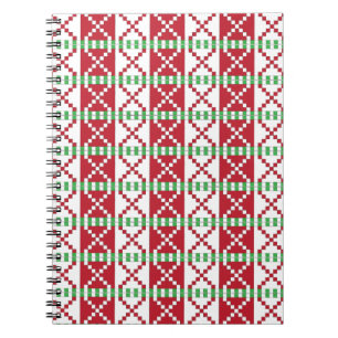 Röd, vit, grönt Latvian Latgale Ethnic Folart Anteckningsbok