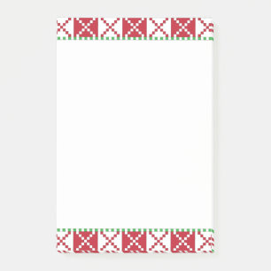 Röd, vit, grönt Latvian Latgale Ethnic Folart Post-it Block