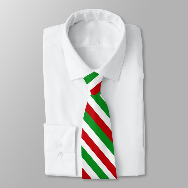Röd, vit, Grönt stripe Mönster Slips (Bunden)