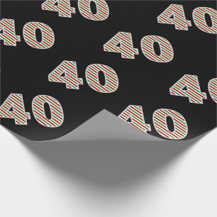 Röd, vit, Grönten "40" 40:e juldagen Presentpapper