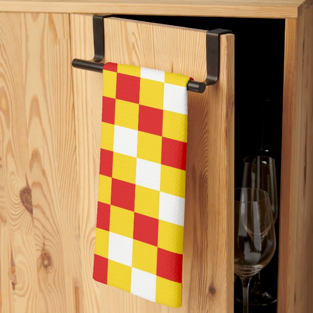Röd Vit Gul Rutig Mönsterdesign  Kökshandduk (Thirds Fold)