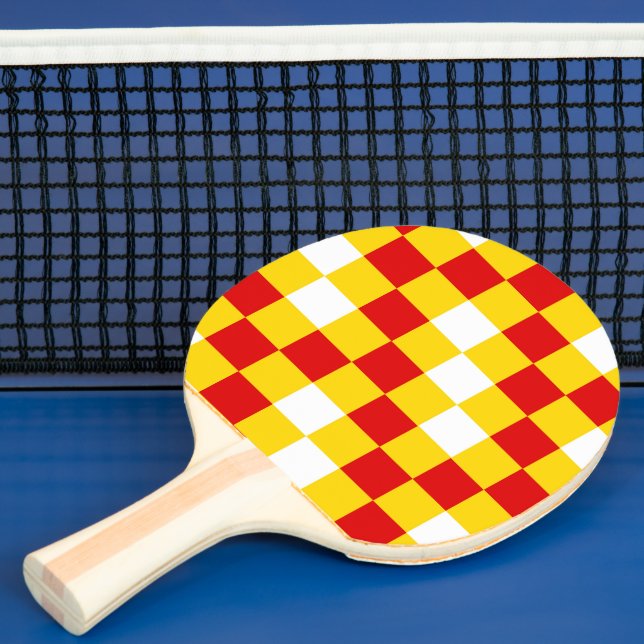 Röd Vit Gul Rutig Mönsterdesign  Pingisracket (Insitu)