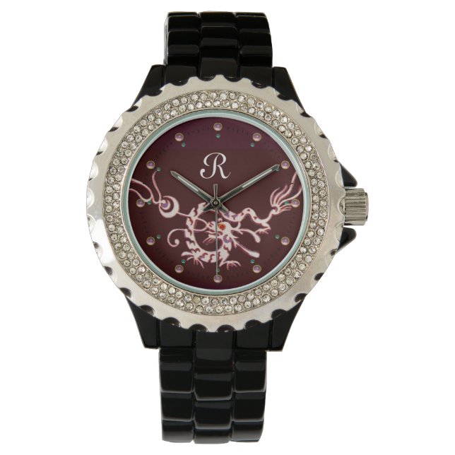 RÖD VIT HAVSDRAGON MONOGRAM ARMBANDSUR (Framsida)