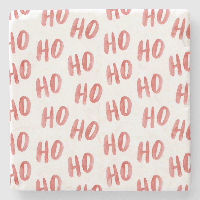 Röd Vit Ho Ho Ho Stenunderlägg (Framsidan)