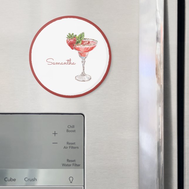 Röd vit jordgubbskocktailsdryck magnet (In Situ (Fridge))