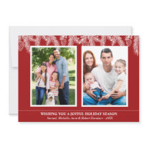 Röd Vit Jul Gran Snöflingor Familjefoto