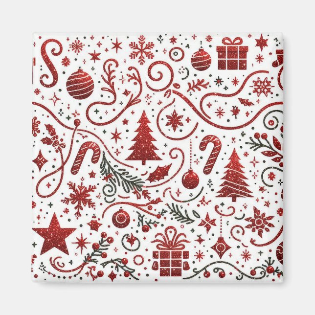 Röd Vit Jul Magnet (Framsidan)