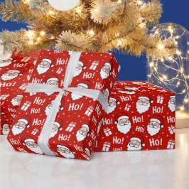 Röd & Vit Jul Tomte Mönster Presentpapper