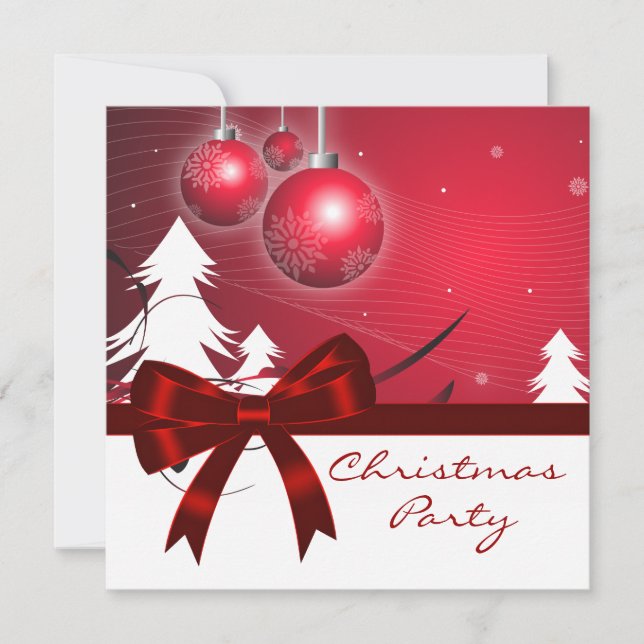 Röd vit julgran Röd vit julparty Inbjudningar (Framsida)