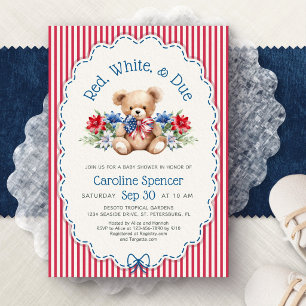 Röd Vit Juli Patriotisk Baby Shower Inbjudningar