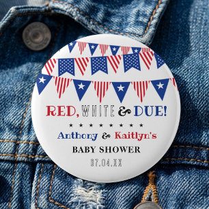 Röd, Vit & Kommer! 4:e Juli Baby Shower Knapp