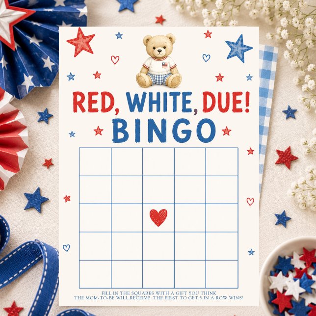 Röd Vit & Kommer Babyfest Bingo Inbjudningar (Skapare uppladdad)