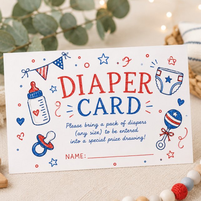 Röd Vit Kommer Diaperkort Tilläggskort (Skapare uppladdad)