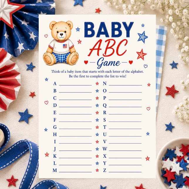 Röd Vit & Kommer Snart Baby ABC Lek Inbjudningar (Skapare uppladdad)