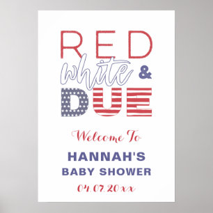 Röd Vit & KOMMER Snart Baby Shower Party Välkomsts Poster