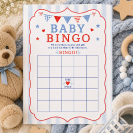 Röd Vit & Kommer Snart Babybingo-spelkort Inbjudningar