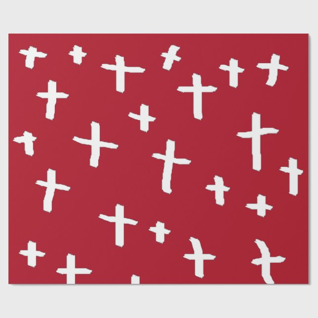 röd vit kors presentpapper (Platt)