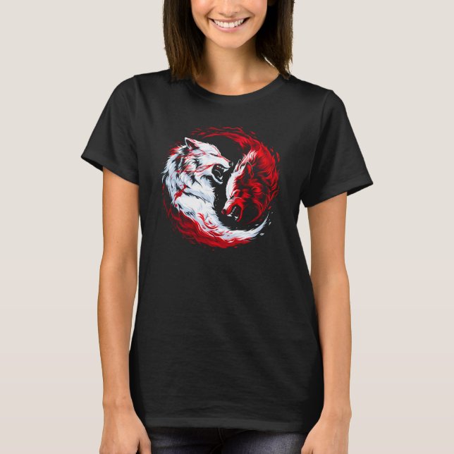 Röd vit kosmisk vargkrigare t shirt (Framsida)