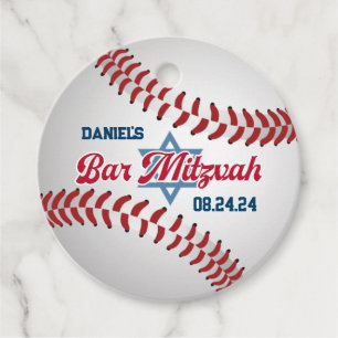 Röd, vit, marin baseball Pub Mitzvah Gåvor Etiketter