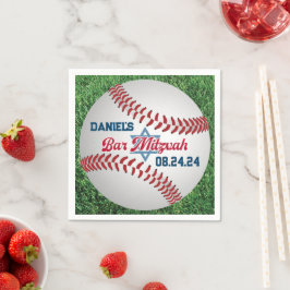 Röd, vit, marin baseball Pub Mitzvah Napkins 2 Pappersservett