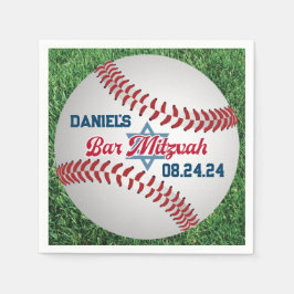 Röd, vit, marin baseball Pub Mitzvah Napkins 2 Pappersservett
