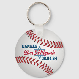 Röd, vit, marin baseball Pub Mitzvah Nyckelring