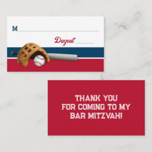 Röd, vit, marin baseball Pub Mitzvah Placeringskort