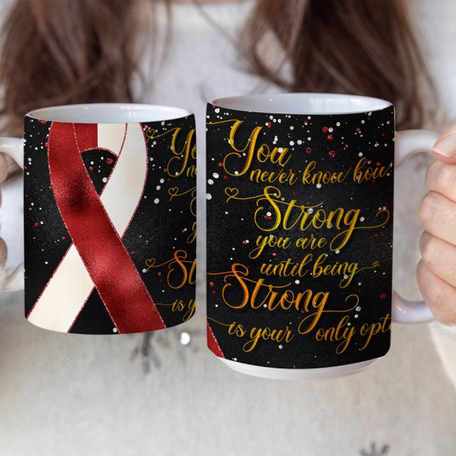 Röd Vit Medvetenhetsband Koppdesign Kaffemugg (Skapare uppladdad)