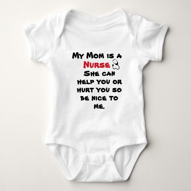 Röd vit min mamma är en rolig babyBodysuit för T Shirt (Framsida)