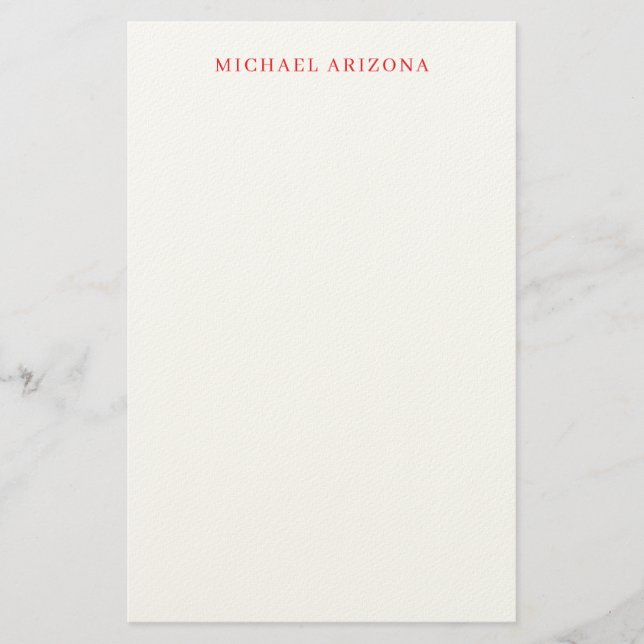 Röd Vit Minimalistisk Enkel Modern Egen Namn Brevpapper (Framsida)