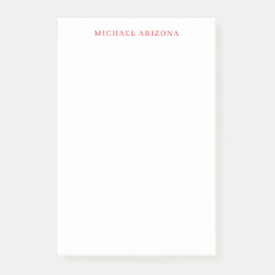Röd Vit Minimalistisk Enkel Ren Modern Egen Namn Post-it Block