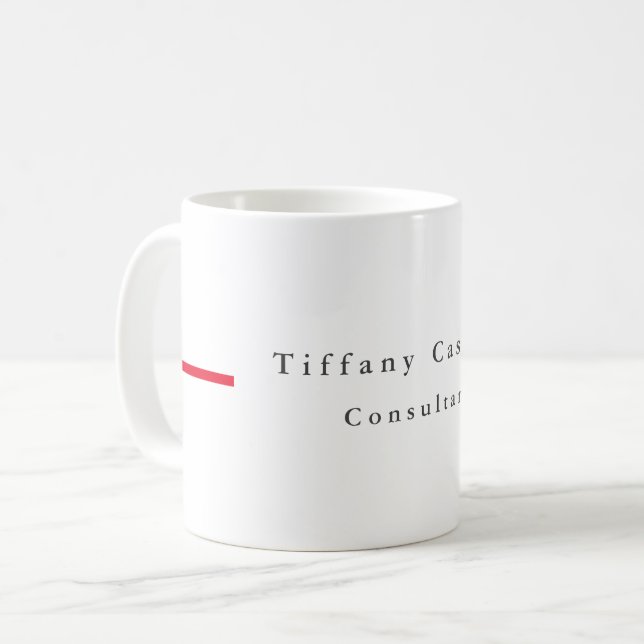 Röd vit minimalistisk modern enkel röd Elegant Kaffemugg (Framsida vänster)