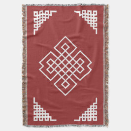 Röd & vit mongolisk traditionell Mönster Filt