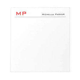 Röd Vit Monogram Professionell Enkel Minimalistisk Anteckningsblock