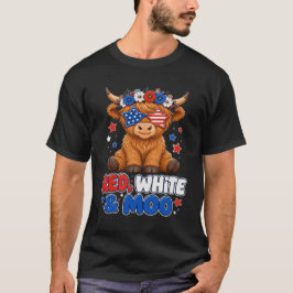 Röd Vit & Moo Patriotisk Ko 4:e Juli T Shirt