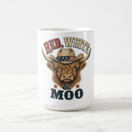 Röd, Vit & Mu Highland Ko Kaffemugg