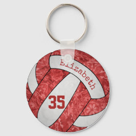 röd vit nyckelkedja för volleyboll med namn jersey nyckelring