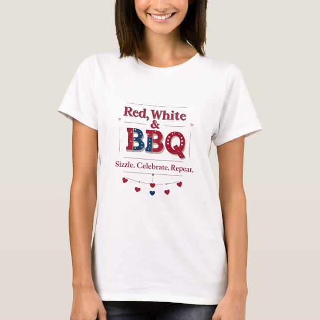 Röd, vit och BBQ - Heartfilt Sizzle T Shirt (Framsida)