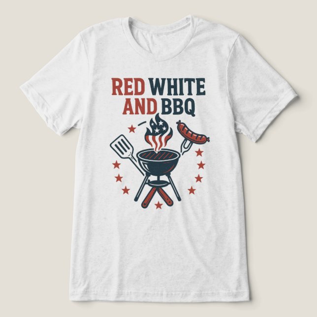 Röd, vit och BBQ T Shirt (Design Framsida)