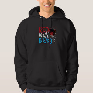 Röd Vit Och Berusad Vin 4 Juli Och Amerikan Hoodie