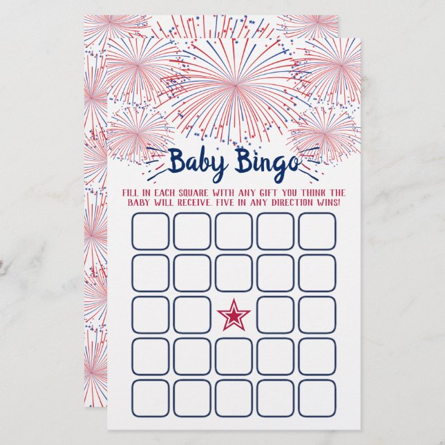 Röd, vit och blå 4:e juli babystövel Bingo (Fram/baksida)