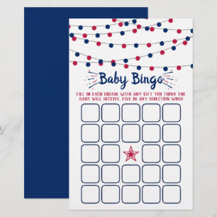 Röd, vit och blå 4:e juli babystövel Bingo