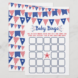 Röd, vit och blå 4:e juli babystövel Bingo